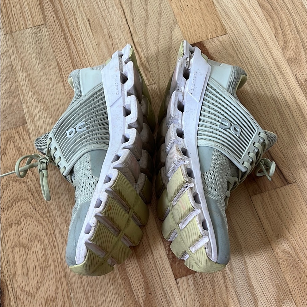 On Running Athletic Shoes with Breathable Knit Mesh in Light Green - Picture 3 of 9